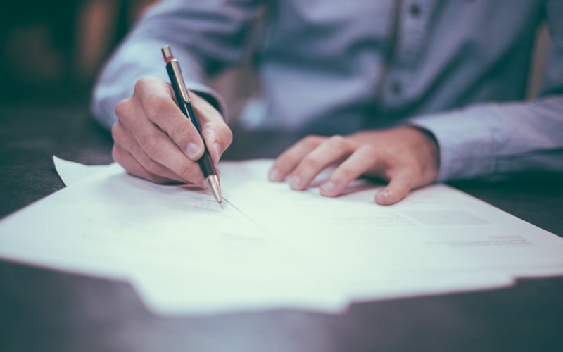 A commercial contract being signed